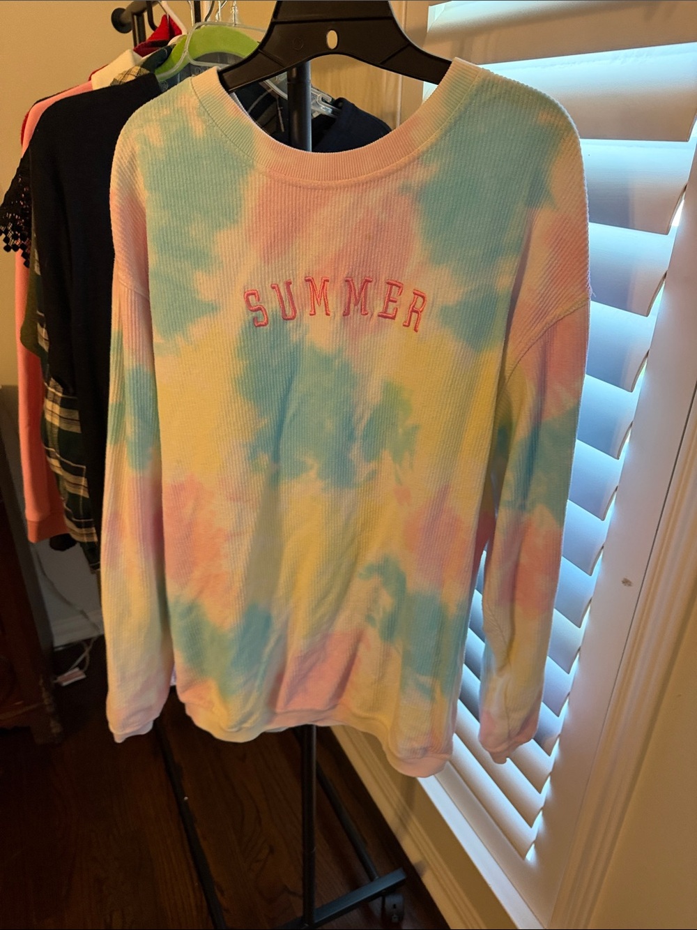 Tie-Dye Pastel Crewneck Sweater - SUMMER Embroidered